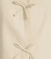 John Mark Round Neck 3/4 Bubble Sleeve Front Bow Ties Jacket