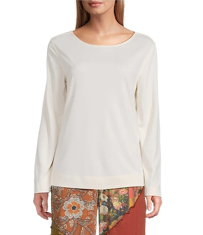 John Mark Solid Scoop Neck Long Sleeve Knit Pullover