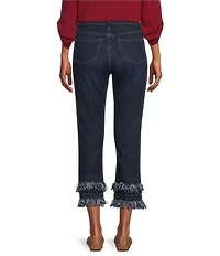 John Mark Straight Leg 5-Pocket Fringe Hem Crop Jeans