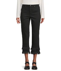 John Mark Straight Leg 5-Pocket Fringe Hem Crop Jeans