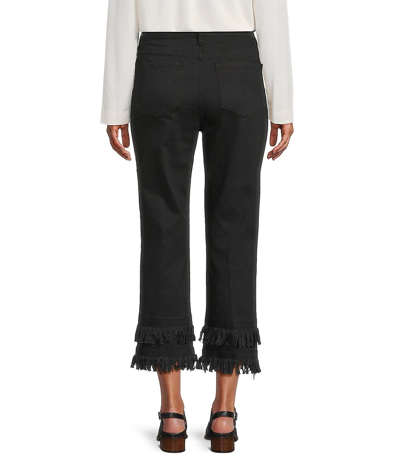John Mark Straight Leg 5-Pocket Fringe Hem Crop Jeans