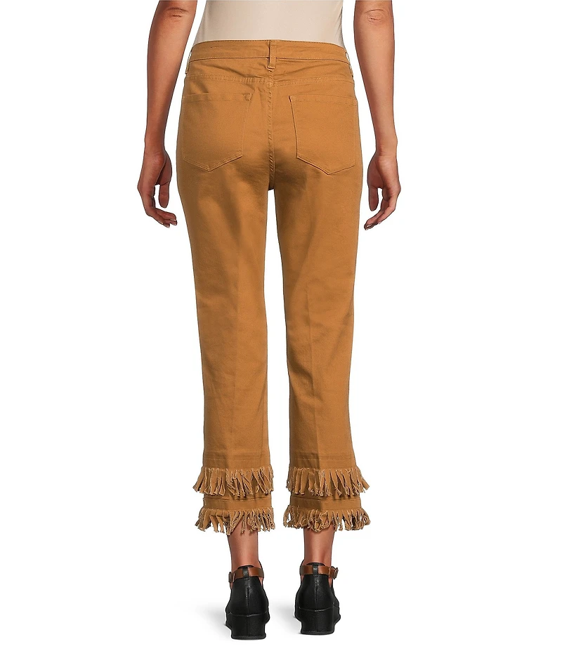 John Mark Straight Leg 5-Pocket Fringe Hem Crop Jeans