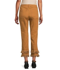 John Mark Straight Leg 5-Pocket Fringe Hem Crop Jeans
