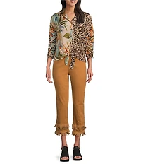 John Mark Straight Leg 5-Pocket Fringe Hem Crop Jeans
