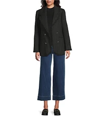 John Mark Tweed Open Lapel Long Sleeve Button Front Fringe Lined Coat