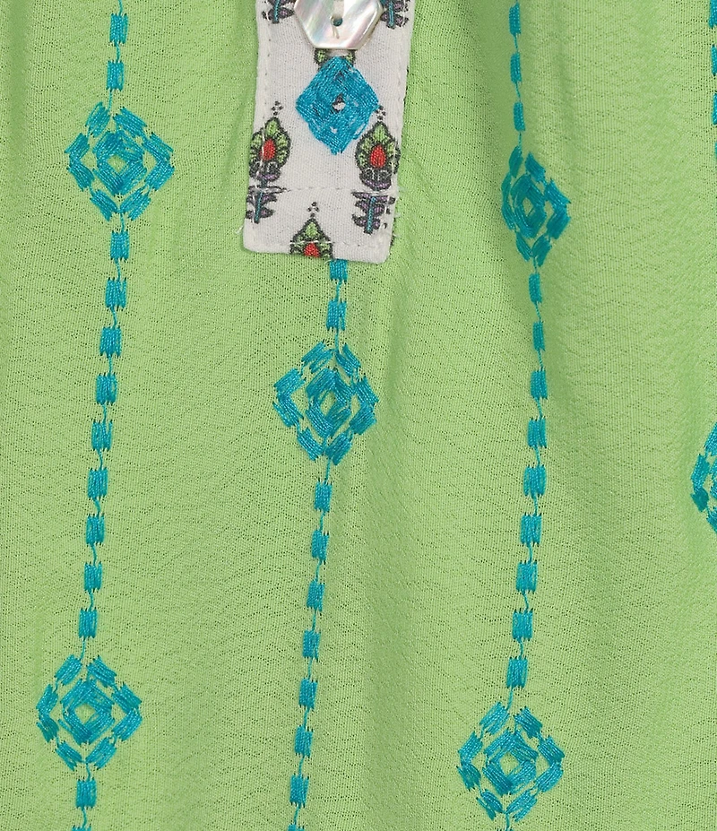 John Mark V-neck Long Sleeve Woven Multi Patchwork Tunic