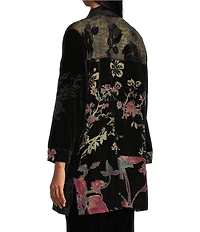 John Mark Velvet Embroidered Burnout 3/4 Sleeve Open Front Kimono