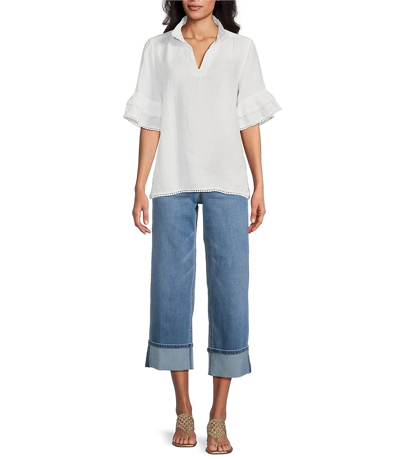 John Mark Wide Leg 5 Pocket Crop Denim Jeans
