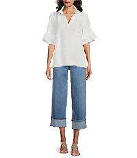 John Mark Wide Leg 5 Pocket Crop Denim Jeans