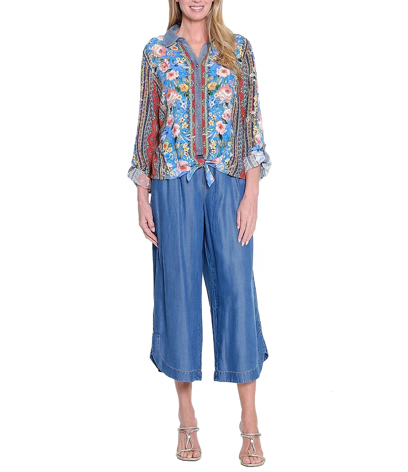John Mark Wide Leg Tulip Hem Cropped Pants