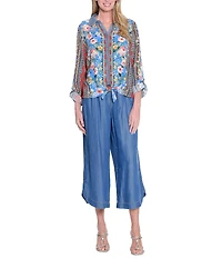 John Mark Wide Leg Tulip Hem Cropped Pants
