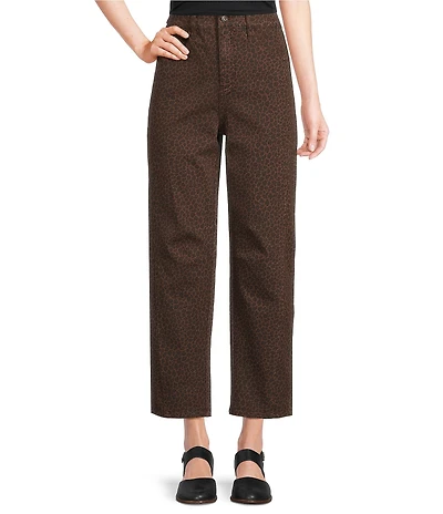 John Mark Woven Animal Print Barrel Pants