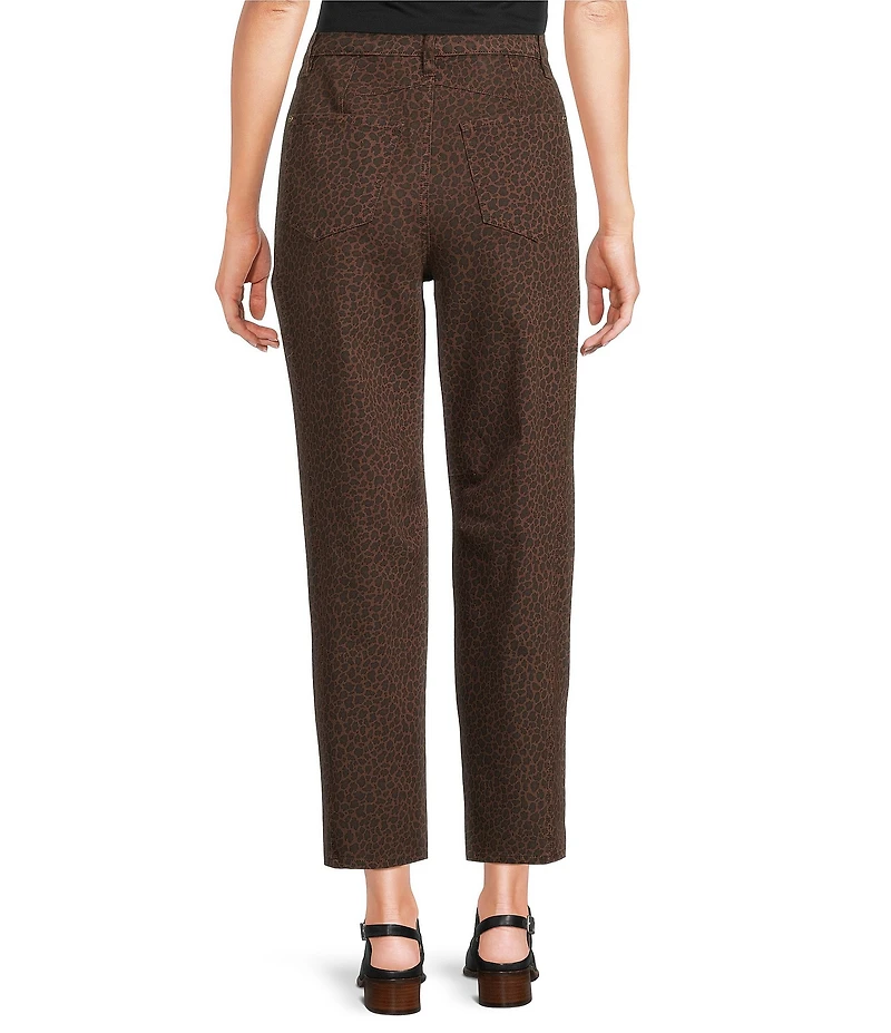 John Mark Woven Animal Print Barrel Pants