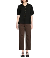 John Mark Woven Animal Print Barrel Pants