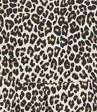 John Mark Woven Animal Print Wire Collar 3/4 Sleeve Button-Front Camp Shirt