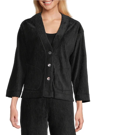 John Mark Woven Coordinating Long Sleeve Button-Front Cardigan