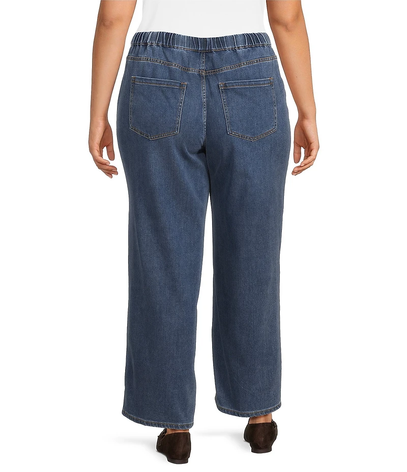John Mark Woven Elastic Drawstring Wide Leg Jeans