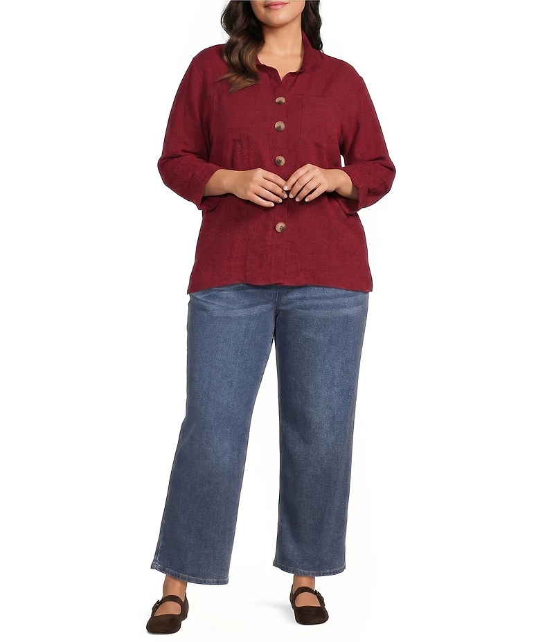 John Mark Woven Elastic Drawstring Wide Leg Jeans