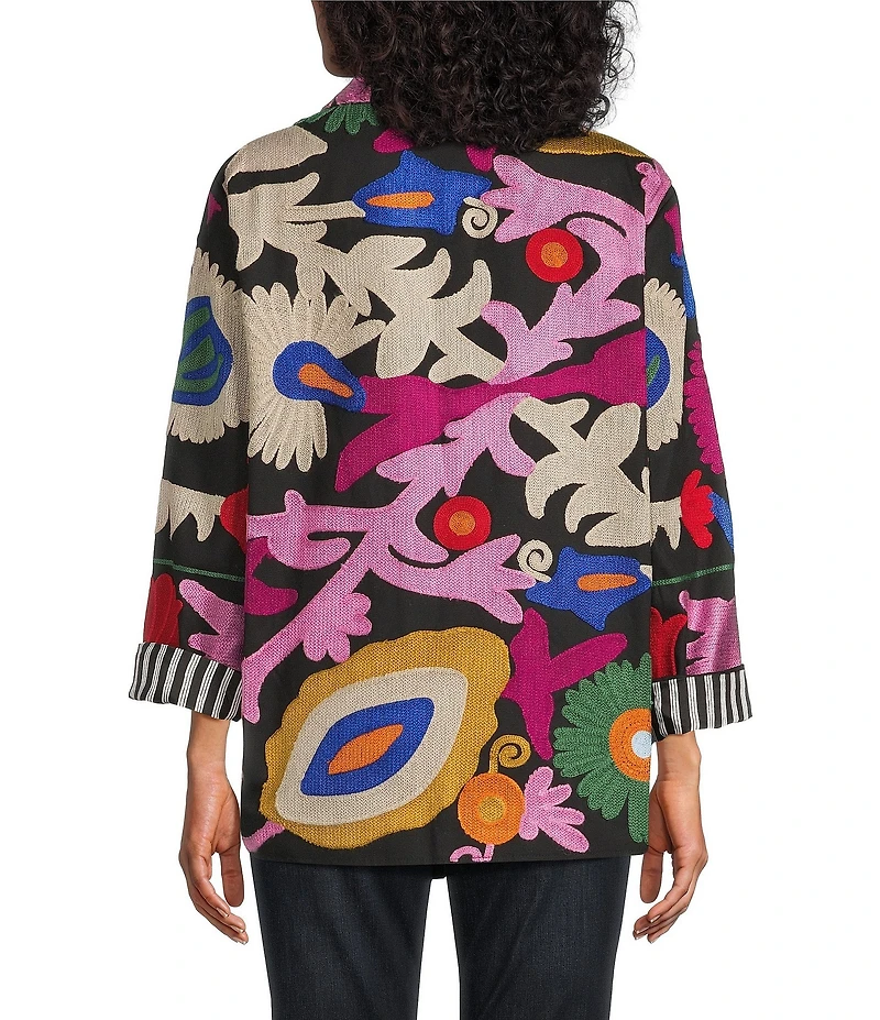 John Mark Woven Embroidered Abstract Oversized Blazer