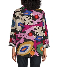 John Mark Woven Embroidered Abstract Oversized Blazer