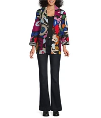 John Mark Woven Embroidered Abstract Oversized Blazer