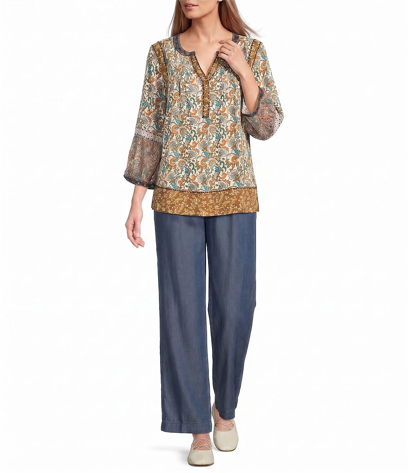 John Mark Woven Flat Front Wide Leg Pants