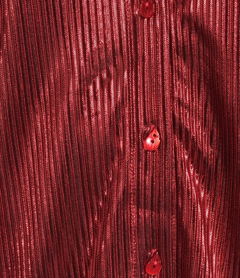 John Mark Woven Point Collar Short Dolman Sleeve Shimmer Pleat Button Front Blouse