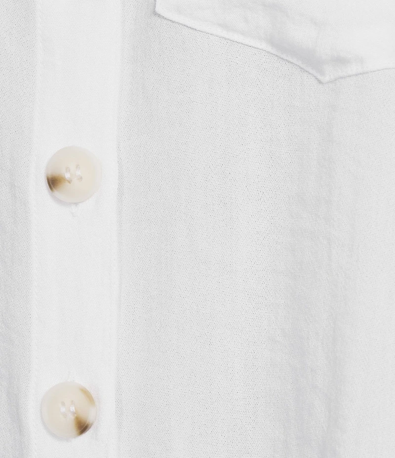 John Mark Woven Solid Wire Collar Short Sleeve Button Front Shirt