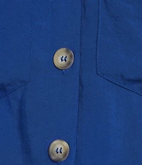 John Mark Woven Solid Wire Collar Short Sleeve Button Front Shirt