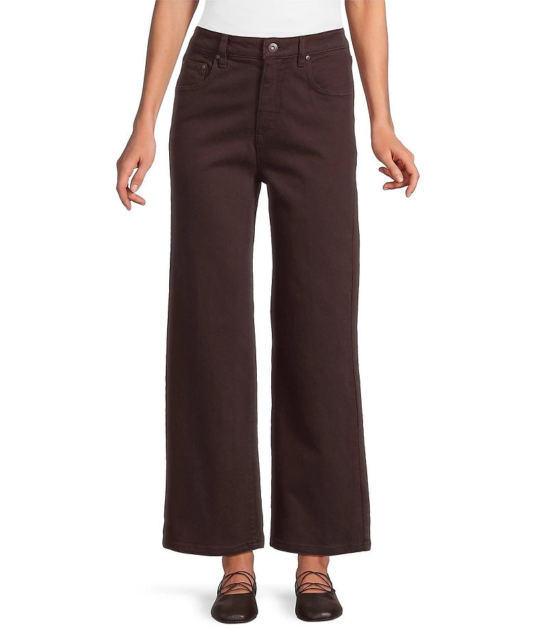 John Mark Woven Wide Leg 5 Pocket Button Zip Fly Jeans