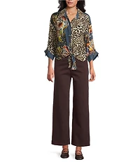 John Mark Woven Wide Leg 5 Pocket Button Zip Fly Jeans