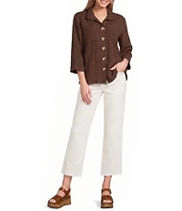 John Mark Woven Wire Collar 3/4 Sleeve Button /Front Shirt