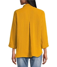 John Mark Woven Wire Collar 3/4 Sleeve Button /Front Shirt