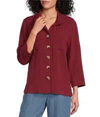 John Mark Woven Wire Collar 3/4 Sleeve Button Front Shirt