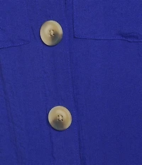 John Mark Woven Wire Collar 3/4 Sleeve Button Front Shirt Dress