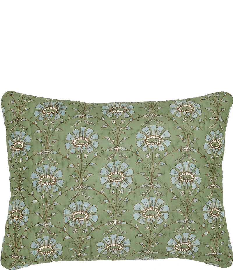John Robshaw Jeeva Sage Cotton Voile Floral Pillow Sham