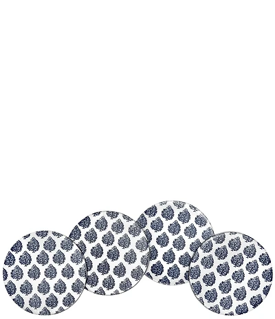 John Robshaw Kamik Indigo Resin Coasters, Set of 4