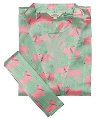 John Robshaw Neil Embroidered Pink Cow Wrap Robe