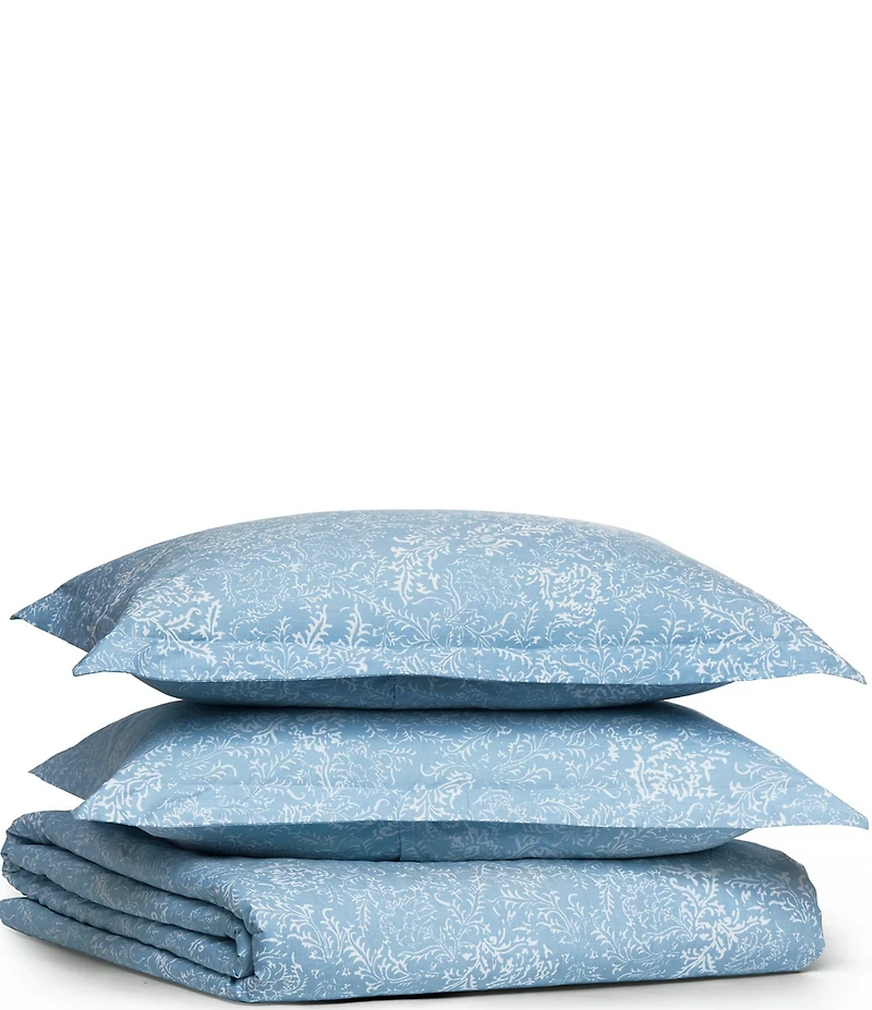John Robshaw Organic Long Staple Cotton Percale Avni Light Indigo Duvet Cover