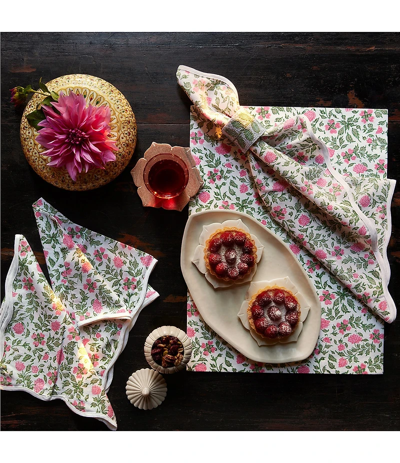 John Robshaw Pink Print Ishita Lapis Napkins, Set of 4