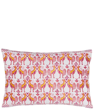 John Robshaw Usha Embroidered Roosters Decorative Lumbar Pillow