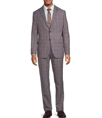 John Varvatos Slim Fit Flat Front Plaid 2-Piece Suit