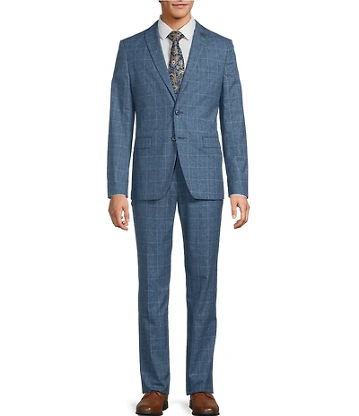 John Varvatos Slim Fit Flat Front Plaid 2-Piece Suit
