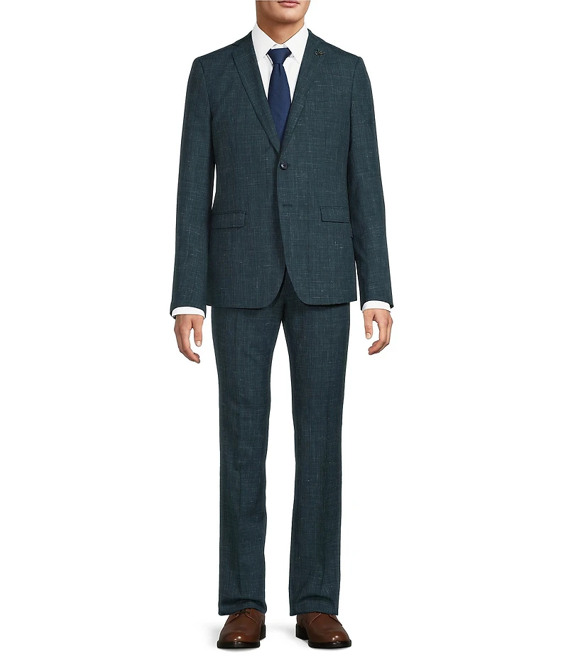 John Varvatos Slim Fit Flat Front Plaid 2-Piece Suit