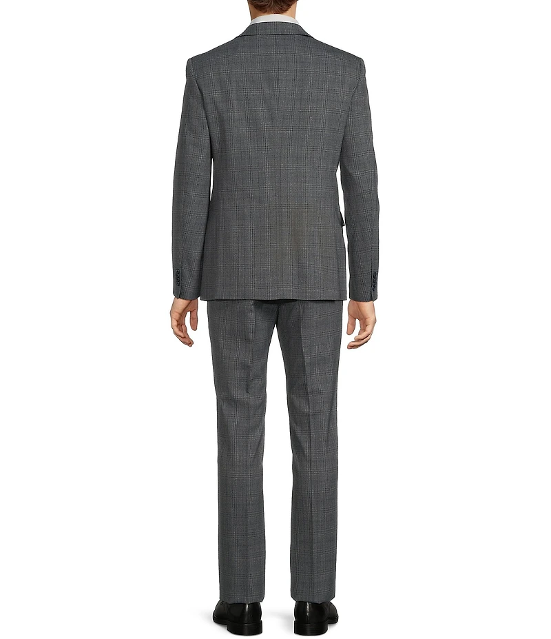John Varvatos Slim Fit Flat Front Plaid Print 2-Piece Suit