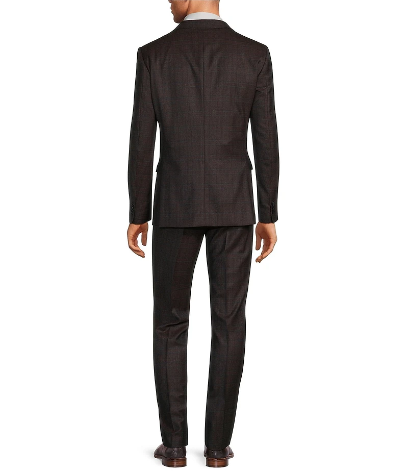John Varvatos Slim Fit Flat Front Plaid Print 2-Piece Suit