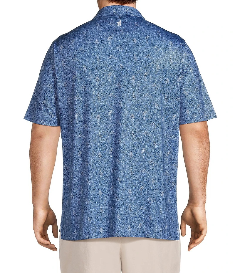 Johnnie-O Big & Tall Osmond Tropical Leaf Print Performance Short Sleeve Polo Shirt