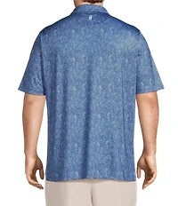 Johnnie-O Big & Tall Osmond Tropical Leaf Print Performance Short Sleeve Polo Shirt