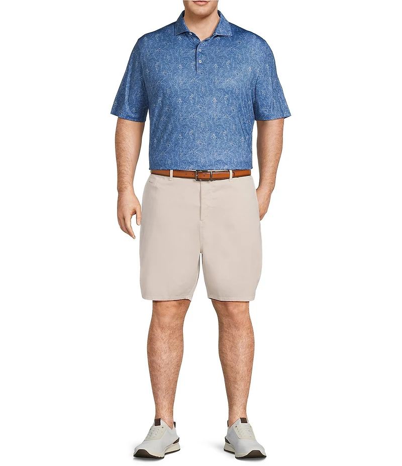 Johnnie-O Big & Tall Osmond Tropical Leaf Print Performance Short Sleeve Polo Shirt