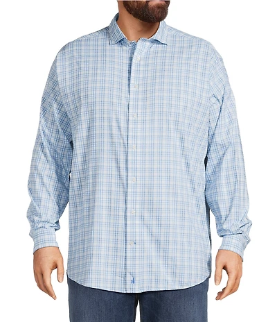 Johnnie-O Big & Tall Rafael Checked Everyday Performance Long Sleeve Woven Shirt